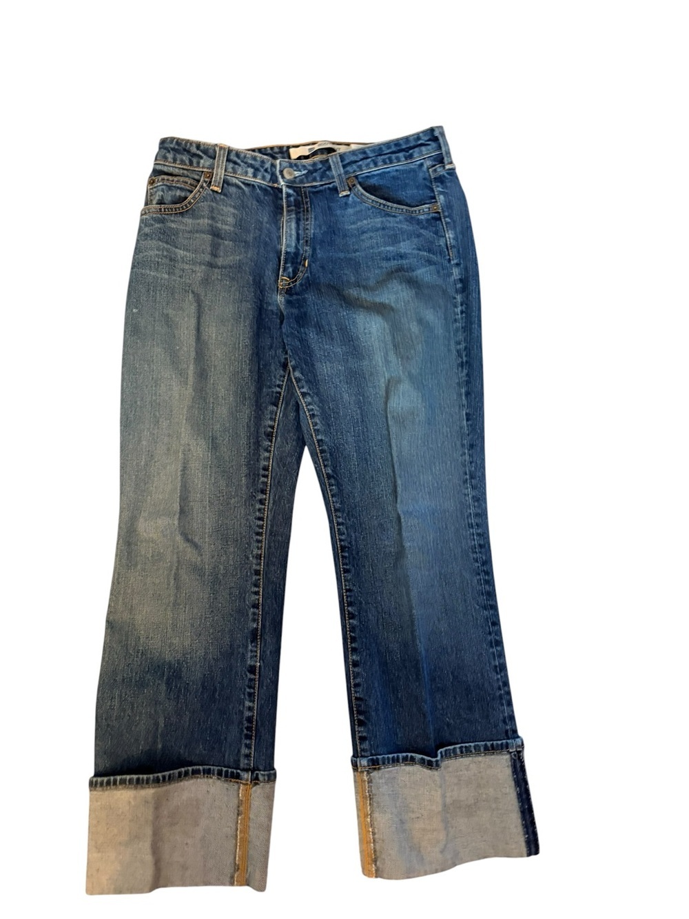 GAP Two-Tone Blue Wide-Leg Jeans with Cuffed Hem (#6)